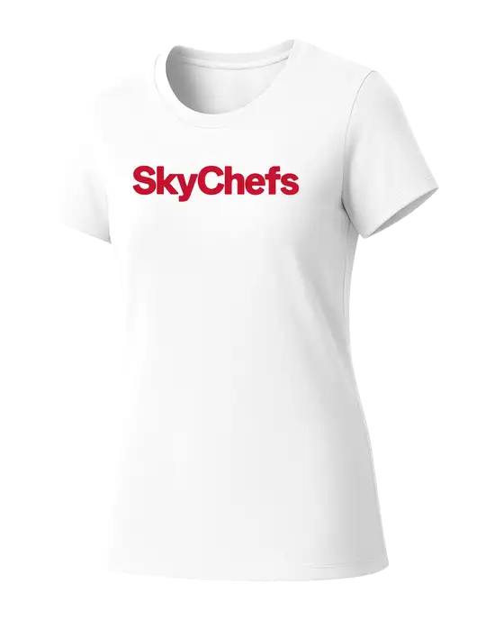 Womens Seriously Soft White T-Shirt w/Sky Chefs Logo