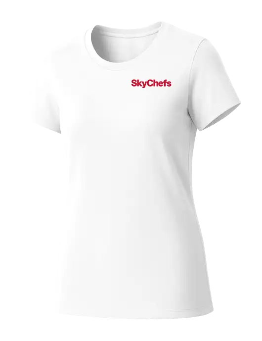 Womens Seriously Soft White T-Shirt w/Sky Chefs Logo