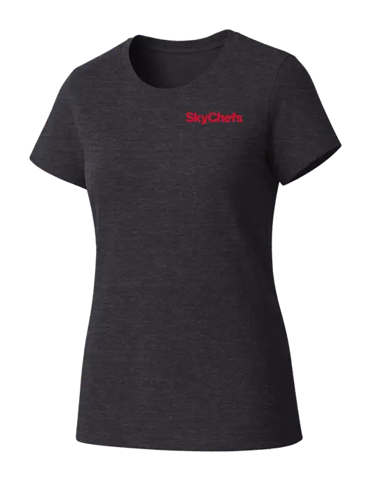 Womens Seriously Soft Heathered Charcoal T-Shirt w/Sky Chefs Logo