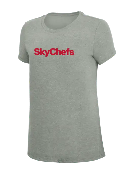 Womens Simply Soft Grey Frost 4.5oz  Poly/Combed Ring Spun Cotton T-Shirt w/Sky Chefs Logo