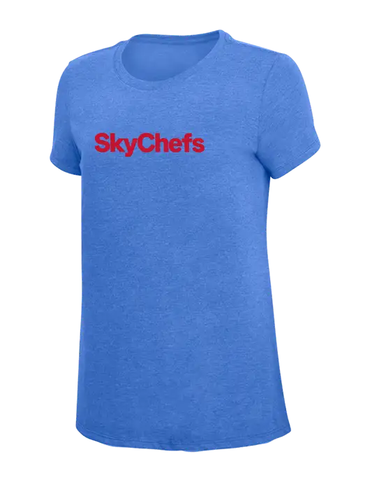 Womens Simply Soft Royal Frost 4.5oz  Poly/Combed Ring Spun Cotton T-Shirt w/Sky Chefs Logo