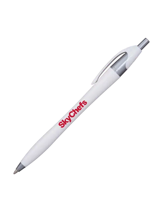 Novella White/Silver Shimmer Pen - Blue Ink w/Sky Chefs Logo