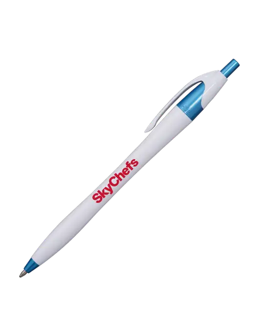 Novella White/Blue Shimmer Pen - Blue Ink w/Sky Chefs Logo