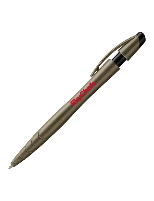 Awali Grey Metallic Pen - Black Ink w/Sky Chefs Logo