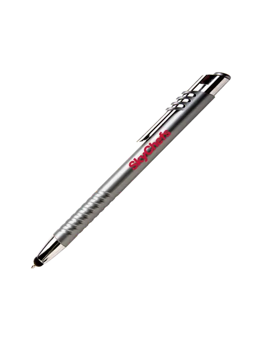 Schirhart Grey Stylus Pen - Blue Ink w/Sky Chefs Logo