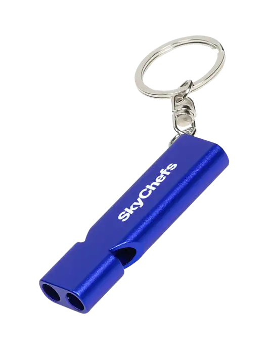 Quick Alert Blue Safety Whistle w/Sky Chefs Logo