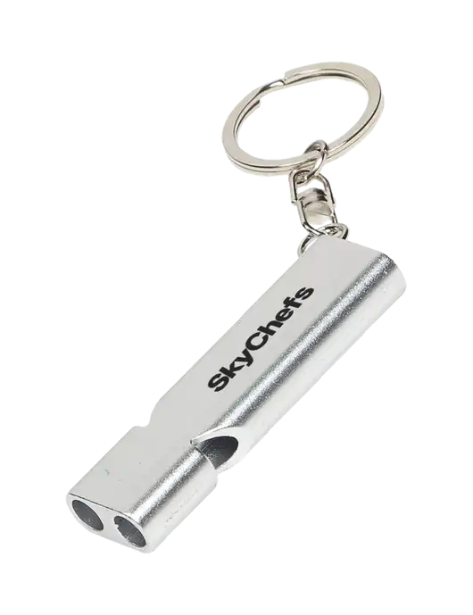 Quick Alert Silver Safety Whistle w/Sky Chefs Logo