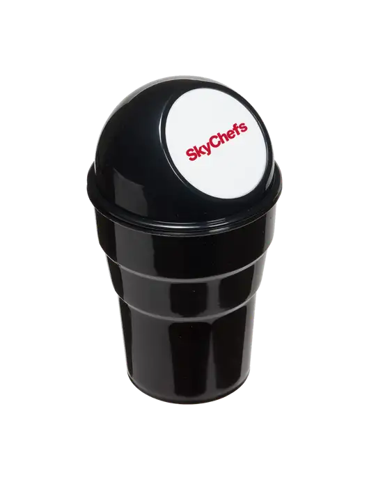 Black Car Cup Holder Trash Can w/Sky Chefs Logo