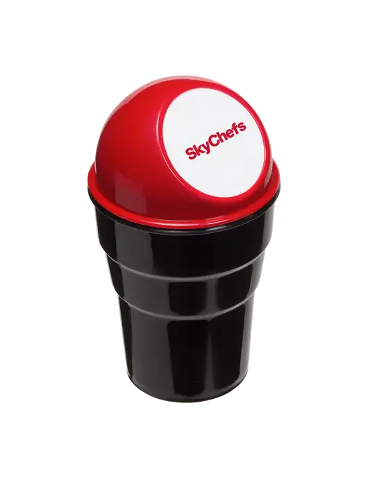 Red Car Cup Holder Trash Can w/Sky Chefs Logo