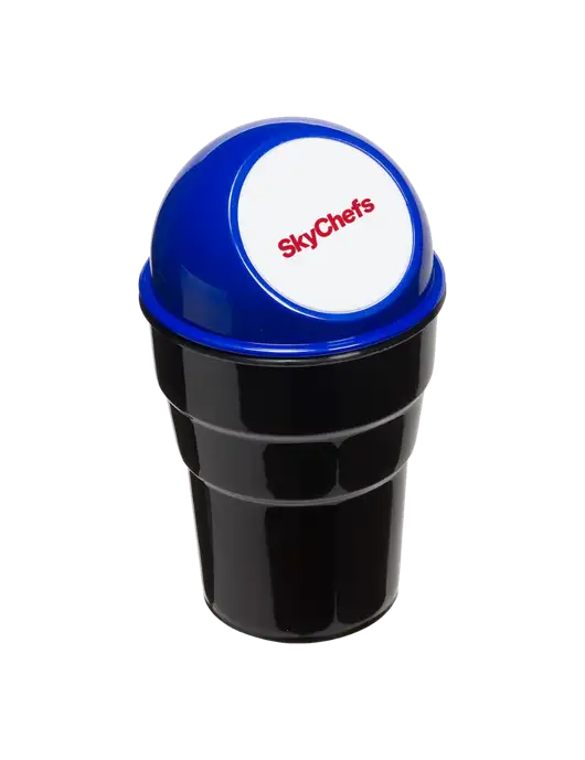 Blue Car Cup Holder Trash Can w/Sky Chefs Logo