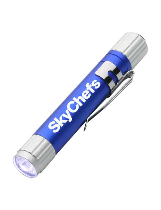 Blue Aluminum LED Penlight w/Sky Chefs Logo