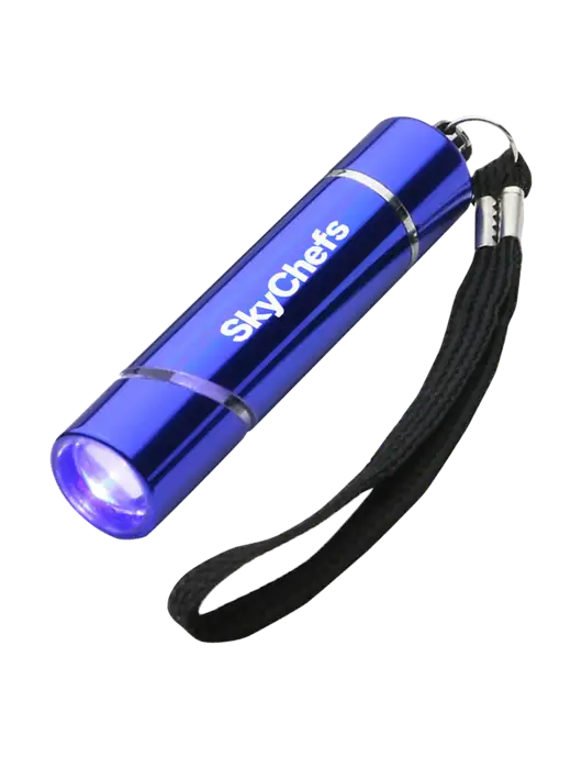 Blue Aluminum Scope LED Flashlight w/Sky Chefs Logo