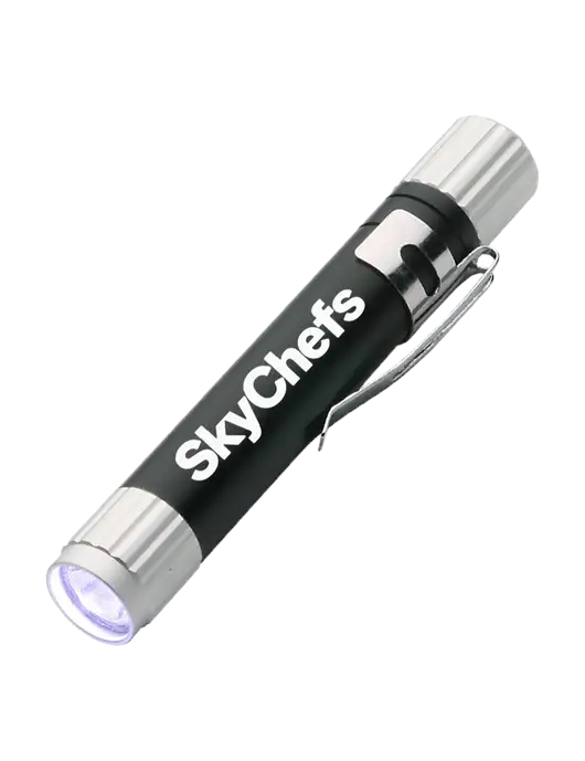 Black Aluminum LED Penlight w/Sky Chefs Logo