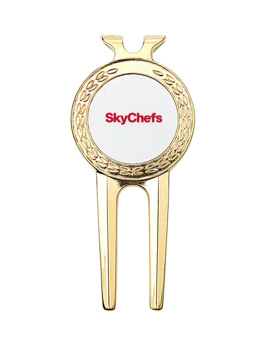 Gold Divot Tool, 1.5 x 3 w/Sky Chefs Logo