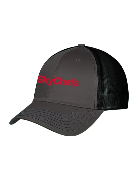 Charcoal & Black Mesh Trucker Cap Snap Back w/Sky Chefs Logo