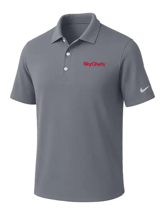 NIKE Medium Grey Dri-Fit Micro Pique Polo w/Sky Chefs Logo