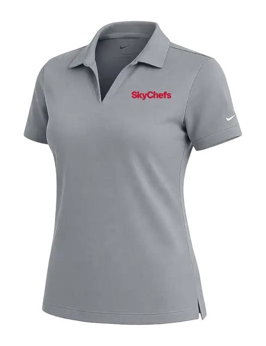 NIKE Medium Grey Womens Dri-Fit Micro Pique Polo w/Sky Chefs Logo