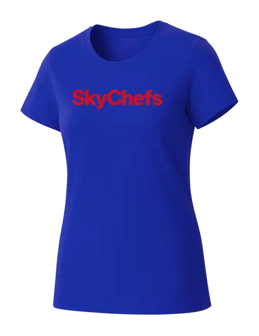 Womens Seriously Soft Royal T-Shirt w/Sky Chefs Logo