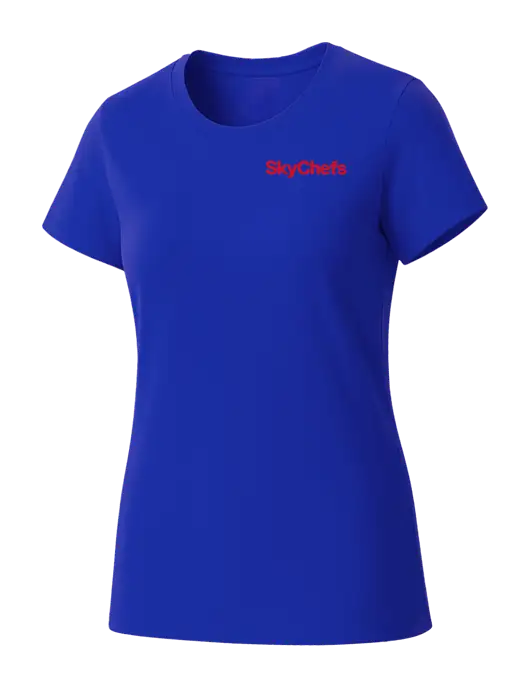 Womens Seriously Soft Royal T-Shirt w/Sky Chefs Logo