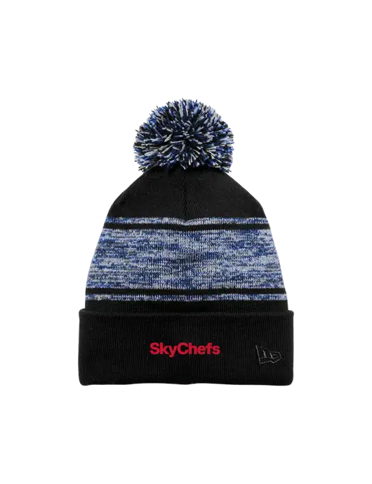 New Era Black/Royal Knit Chilled Pom Beanie w/Sky Chefs Logo