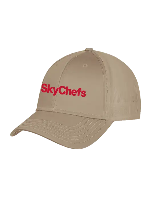 Khaki Mesh Trucker Cap Snap Back w/Sky Chefs Logo