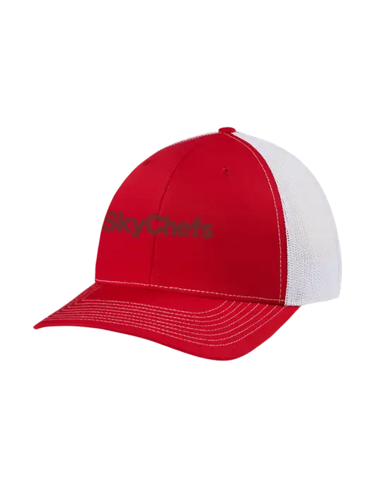 Richardson Adjustable Snapback Original 112 Trucker Cap Red w/White Mesh w/Sky Chefs Logo