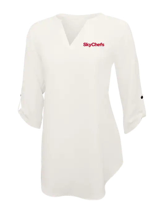 Ivory Womens 3/4 Sleeve Tunic Blouse w/Sky Chefs Logo