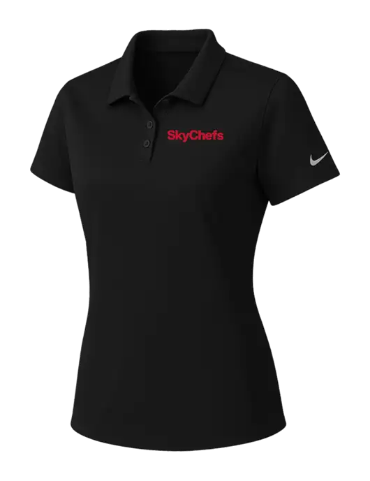 Nike Womens Black Dry Essential Solid Polo w/Sky Chefs Logo