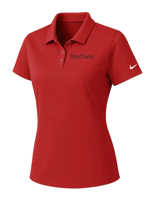 Nike Womens Red Dry Essential Solid Polo w/Sky Chefs Logo