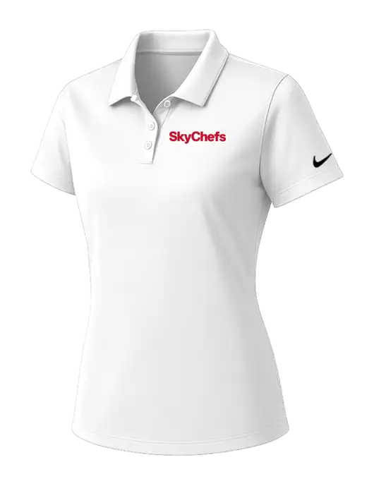 Nike Womens White Dry Essential Solid Polo w/Sky Chefs Logo