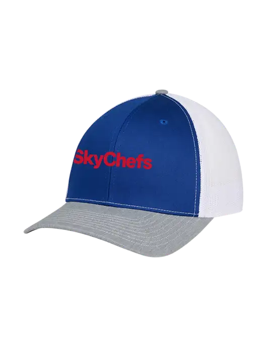 Richardson Adjustable Snapback Original 112 Trucker Cap Royal/HeatherGrey/White Mesh w/Sky Chefs Logo