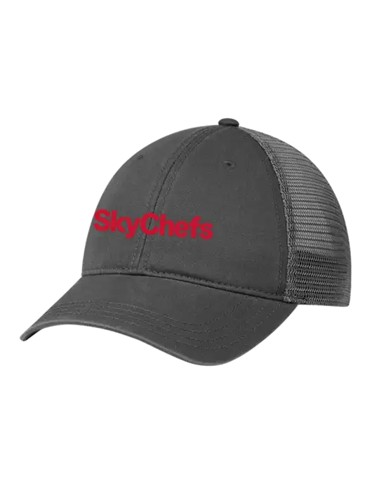Richardson 111 Garment Washed Trucker Cap Charcoal w/Charcoal Mesh w/Sky Chefs Logo