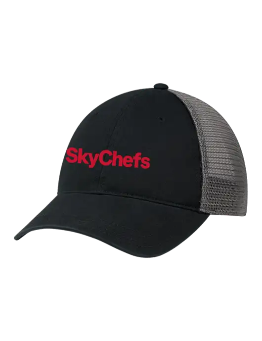 Richardson 111 Garment Washed Trucker Cap Black w/Charcoal Mesh w/Sky Chefs Logo