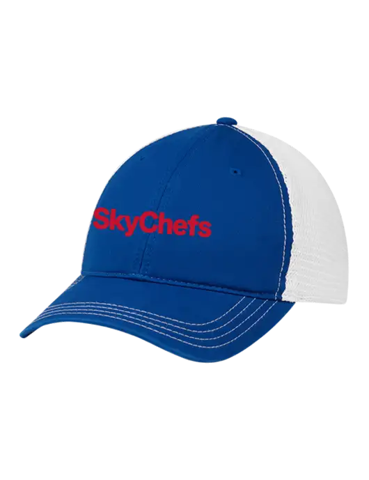 Richardson 111 Garment Washed Trucker Cap Royal w/White Mesh w/Sky Chefs Logo