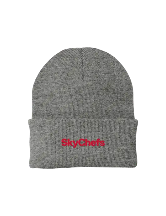 Medium Grey Heather Knit Cap w/Sky Chefs Logo