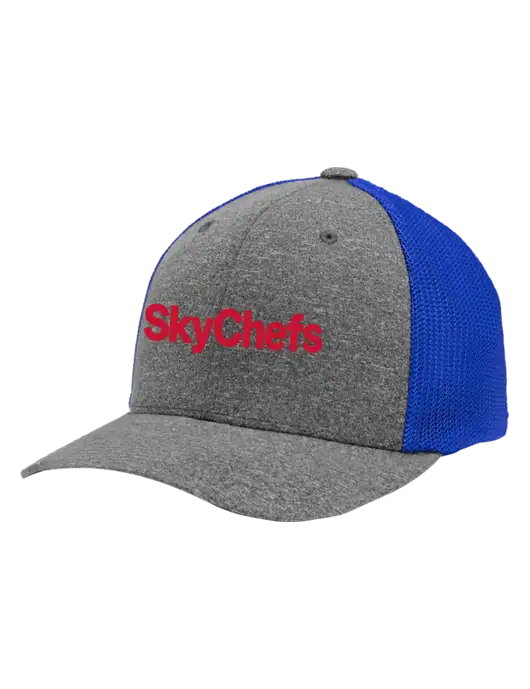 Flexfit Royal/Medium Grey Heather Melange Mesh Back Trucker Cap w/Sky Chefs Logo