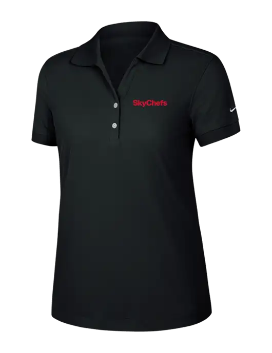 Nike Womens Dri-FIT Classic Black Polo w/Sky Chefs Logo