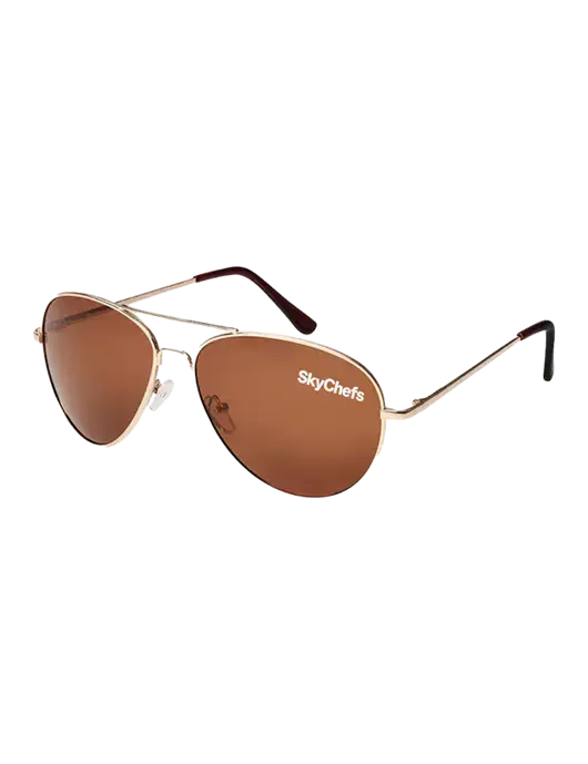 Aviator Coffee Brown with Gold Sunglasses  w/Sky Chefs Logo