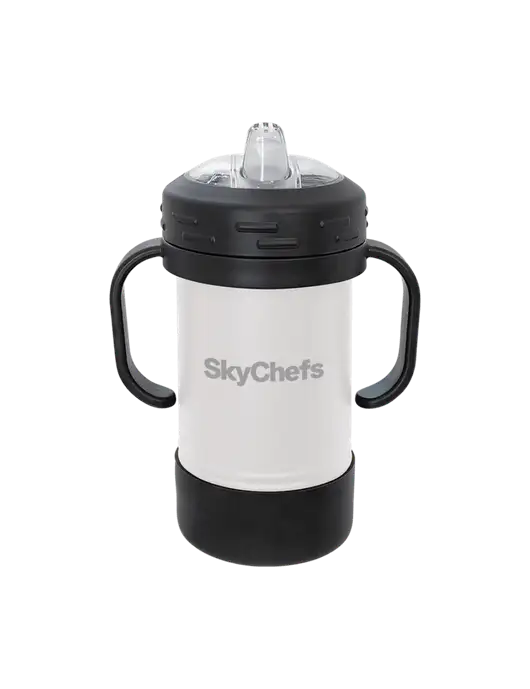 Polar Camel 10 oz Powder Coated White Sippy Cup w/Sky Chefs Logo