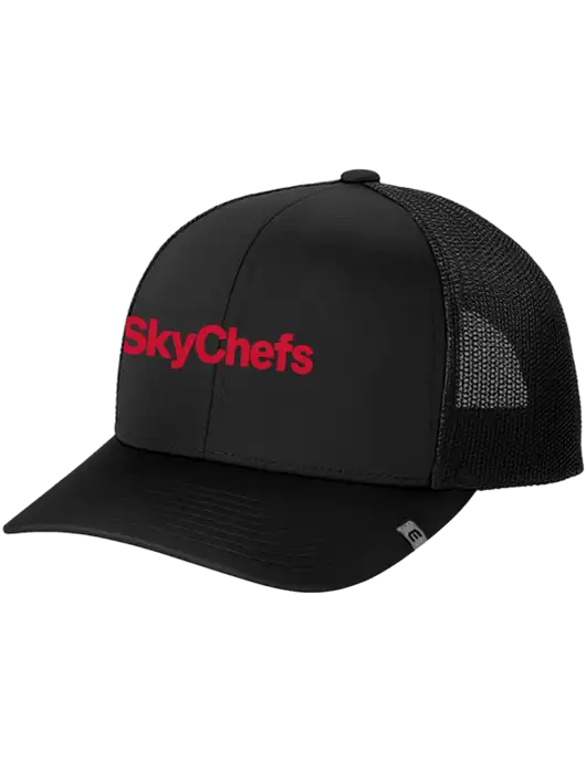 TravisMathew Black Cruz Trucker Cap w/Sky Chefs Logo