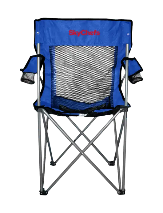 Titan Dark Royal Blue/Black Mesh Folding Chair w/Sky Chefs Logo