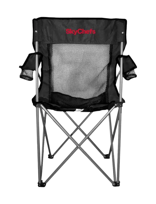 Titan Black/Black Mesh Folding Chair w/Sky Chefs Logo