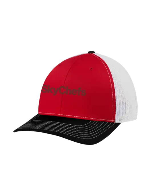 Richardson Adjustable Snapback Original 112 Trucker Cap Black/Red/White Mesh w/Sky Chefs Logo