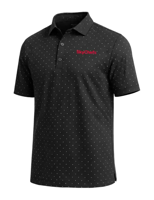 Callaway Micro Chev Black Print Polo w/Sky Chefs Logo