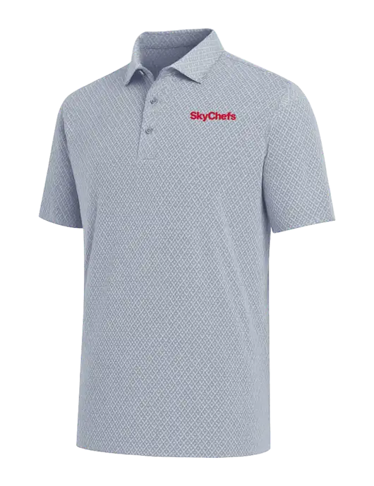 Callaway All-Over Stitched Medium Grey Chev Polo  w/Sky Chefs Logo