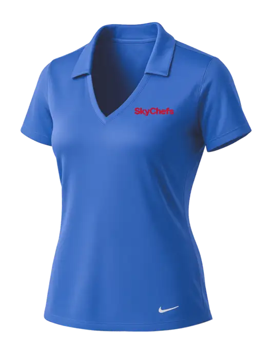 NIKE Light Royal Womens Dri-Fit Vertical Mesh Polo w/Sky Chefs Logo