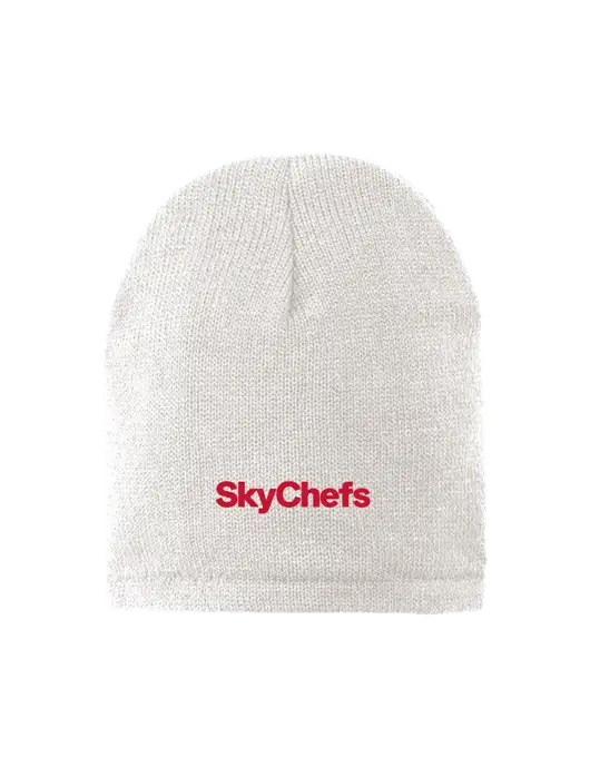White Fleece-Lined Beanie Cap w/Sky Chefs Logo