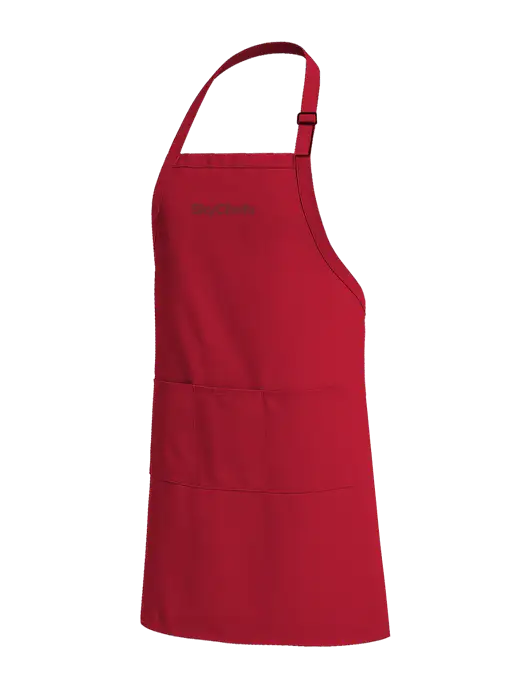 Easy Care Extra Long Bib Red Apron with Stain Release w/Sky Chefs Logo
