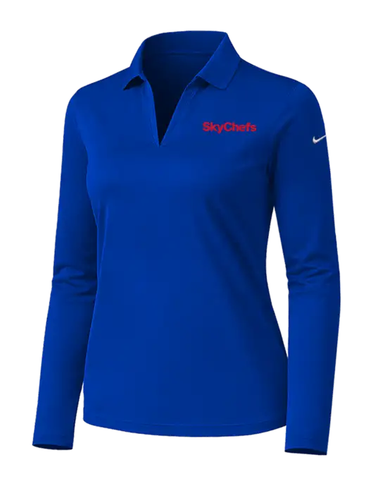 Nike Womens Dark Royal Dri-FIT Micro Pique 2.0 Long Sleeve Polo w/Sky Chefs Logo